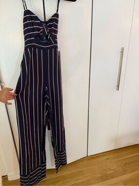 Bardot Navy Striped Wide-Leg Jumpsuit